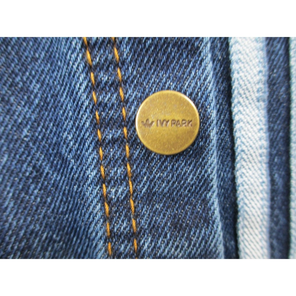 NEW Adidas x Ivy Park Pants Womens‎ Large Blue Denim Snap Jeans Wide Leg Beyonce - Picture 4 of 13